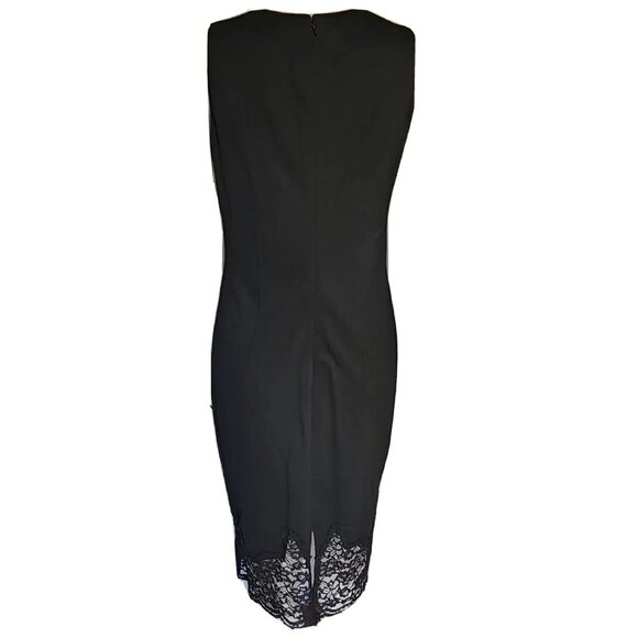 Vince Camuto Dress Womens Size 8 Solid All Black Sleeveless Lace Hem Zip Back - Picture 2 of 7
